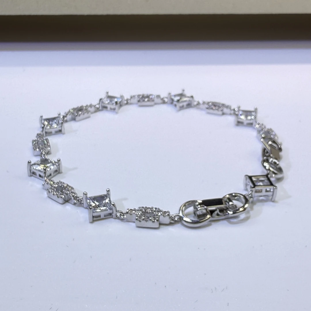 铜合金锆石手链 SL61350白-小方块手链时尚欧美