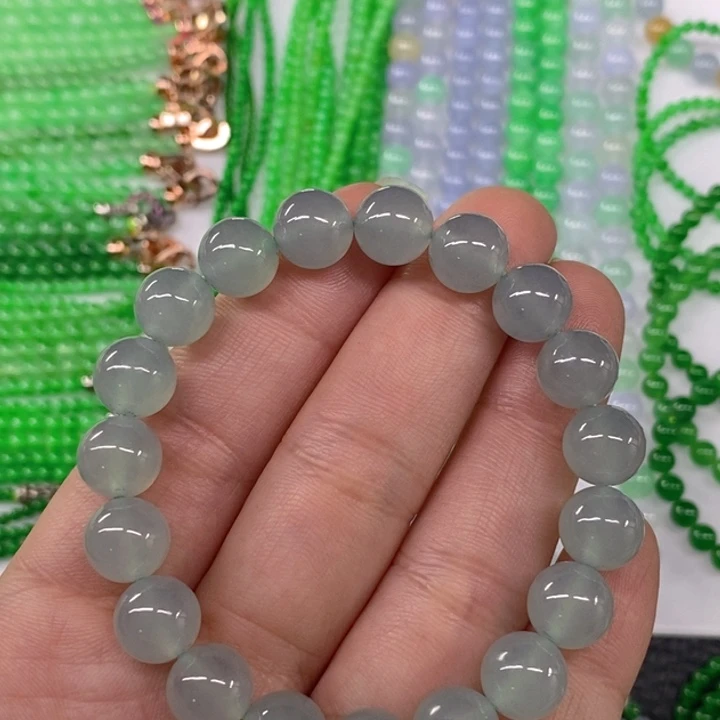 翡翠未镶嵌颈饰缅甸天然翡翠冰晴手链10