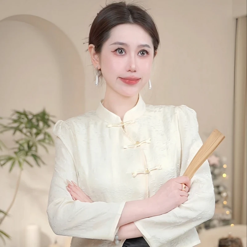 【繁花】上衣新中式国风正肩款重工暗纹提花