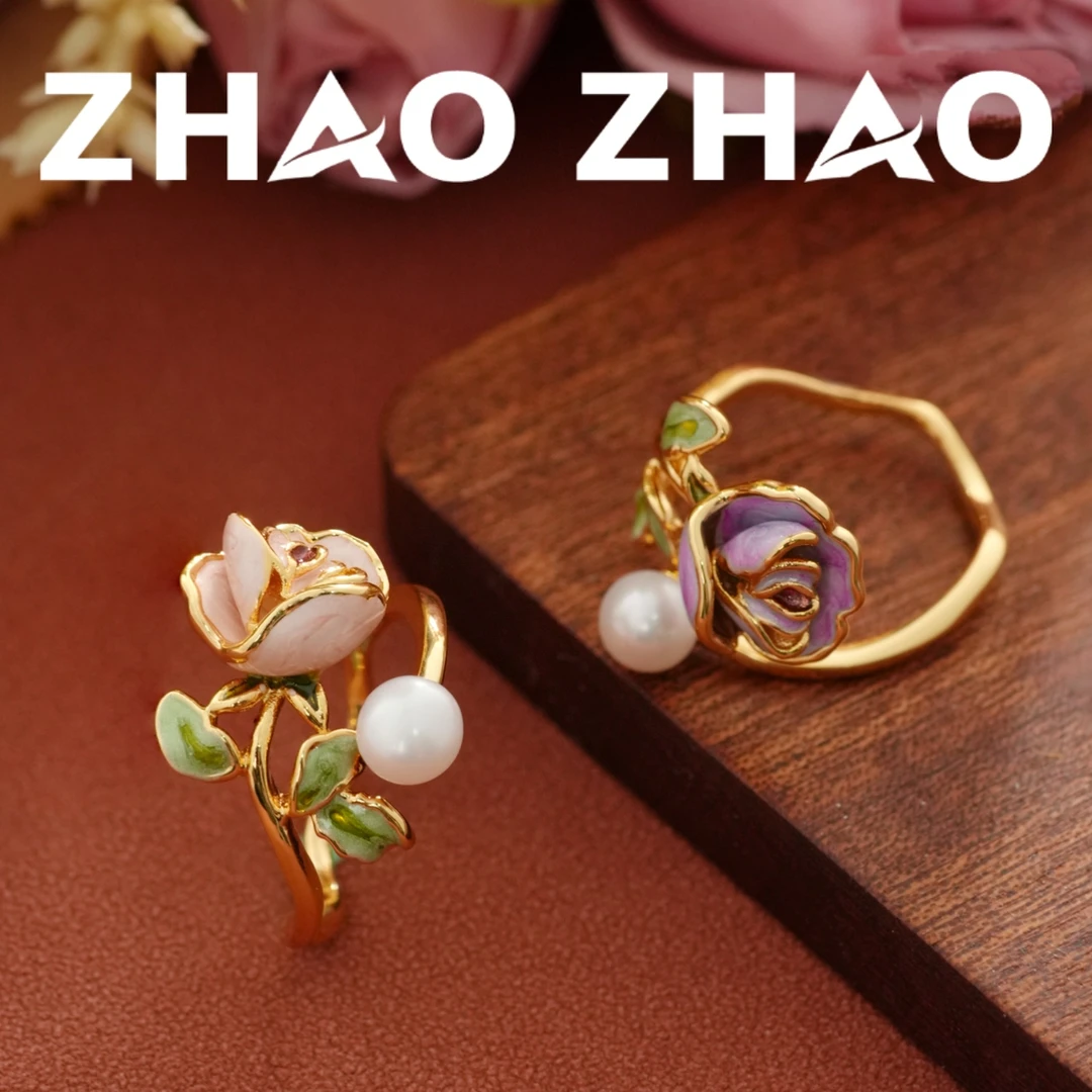 铜合金戒指 「甜蜜蜜」花朵戒指珐琅彩淡水款不规则春夏新款