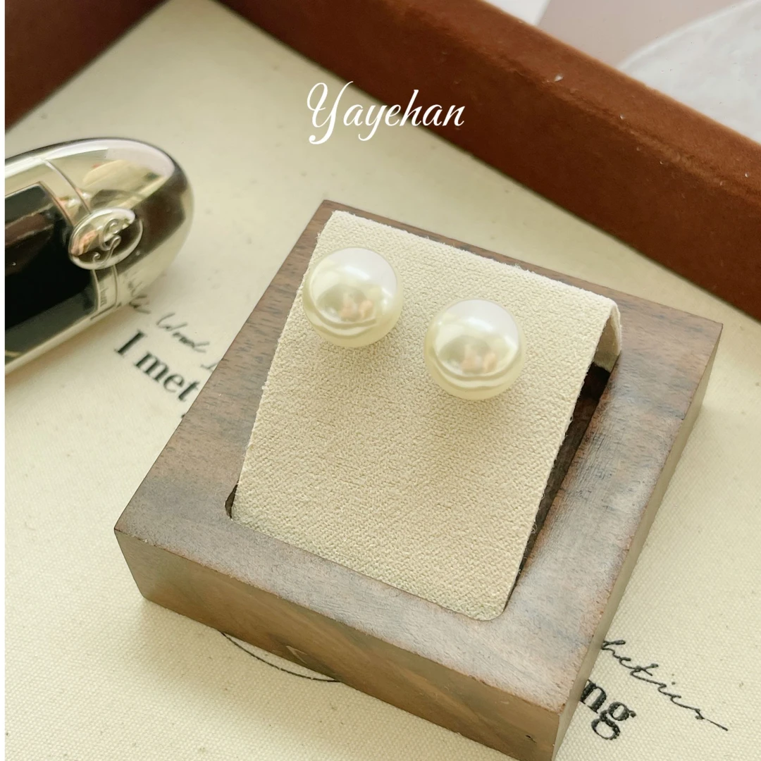 925银仿珍珠耳饰 简约冷谈风925银针耳钉轻奢气质白色EH-08