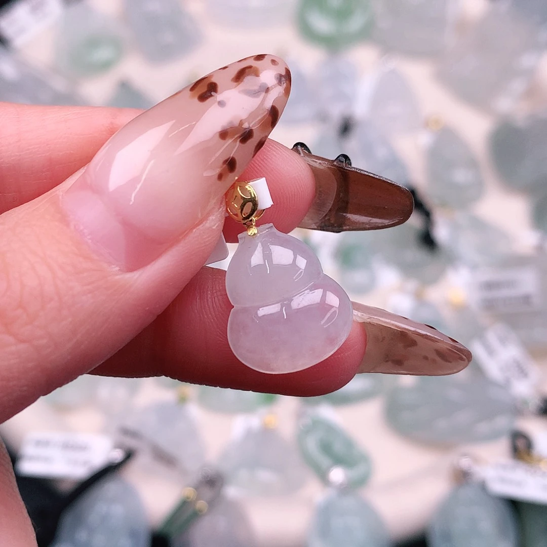 翡翠颈饰18K金镶嵌冰葫芦20.7、15.8、13.7、5