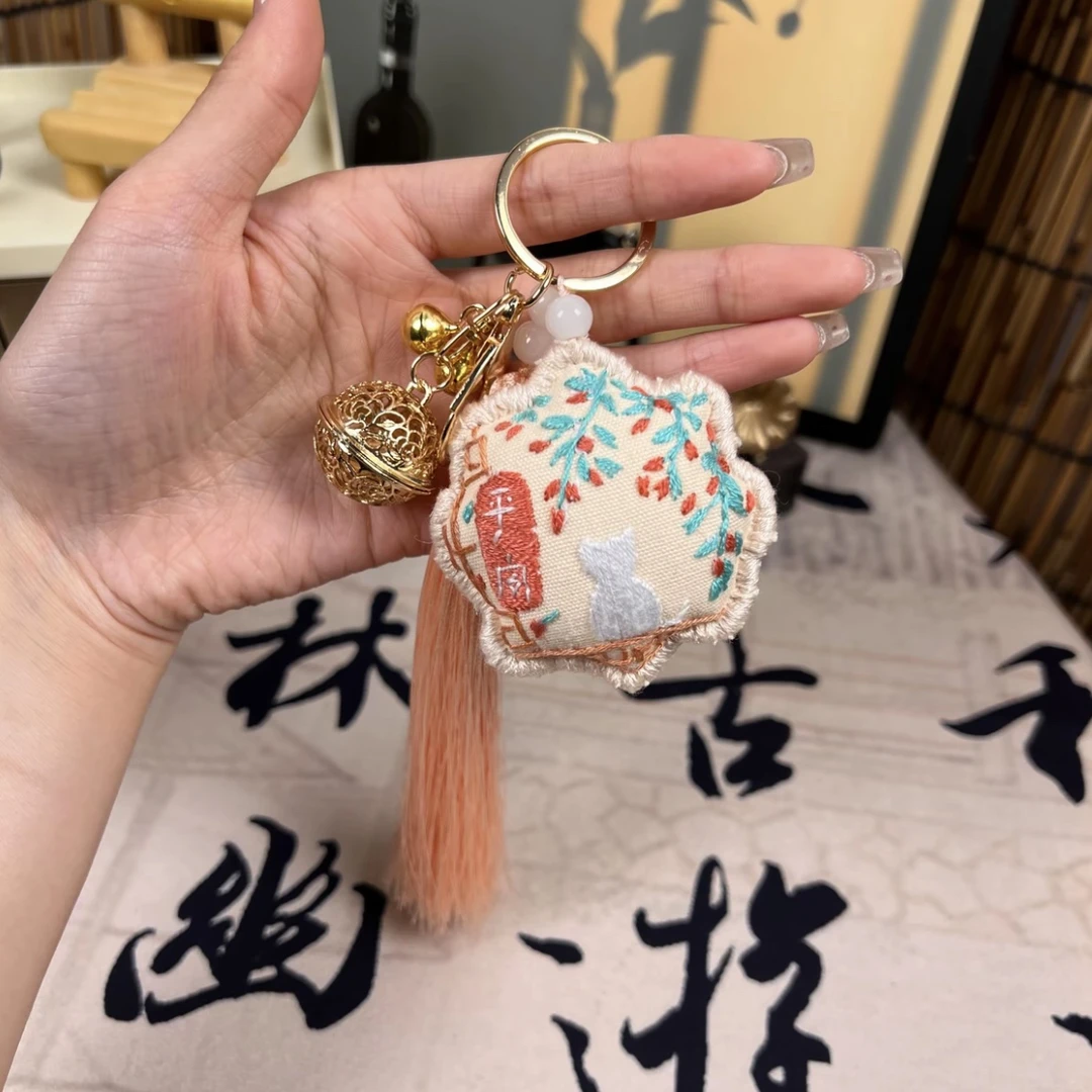 【美美】猫咪刺绣香囊挂件手工diy材料包送男友女友闺蜜中秋礼物