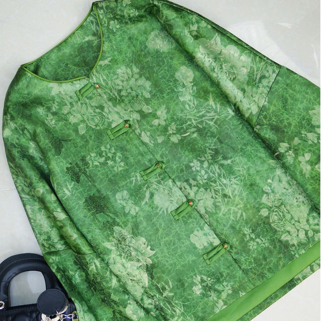 【绿醒青木】（加厚）熹娘娘定制新中式冬款加厚刺绣重工上衣8042