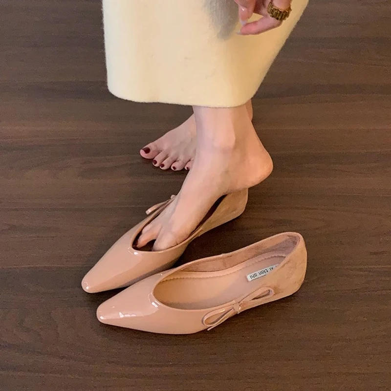 韩版设计感浅口单鞋内增高鞋子春夏季晚晚鞋法式蝴蝶结女鞋高跟鞋