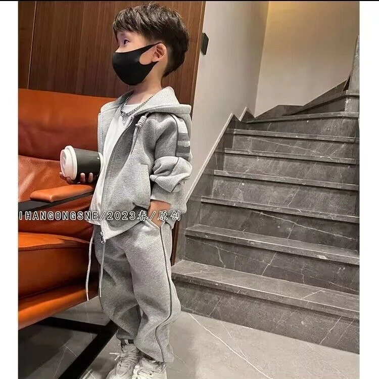 2025春季儿童套装运动洋气时尚连帽中大童帅气秋款儿童节男童
