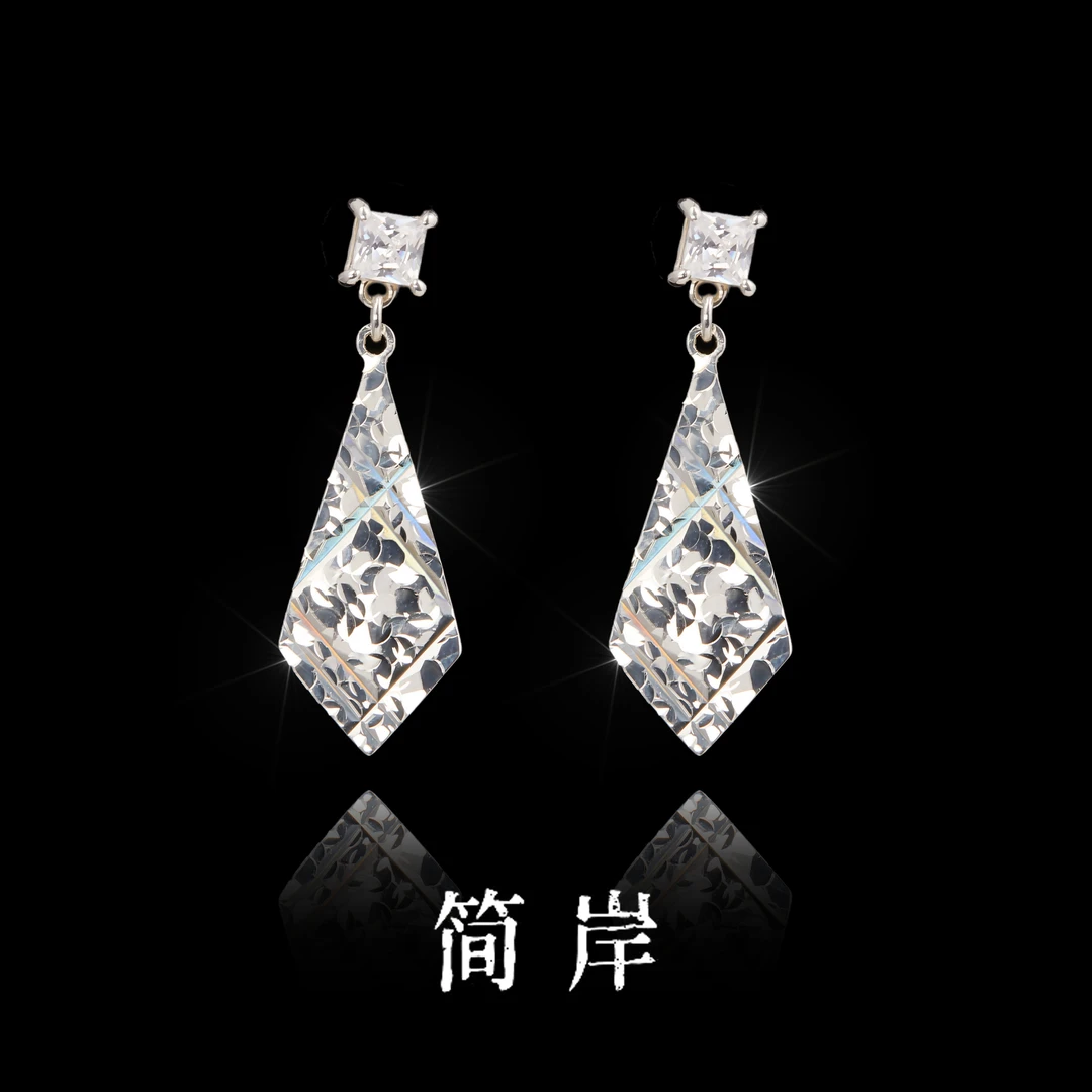 jeshore/简岸 925银合成锆石耳饰 七彩领带耳钉