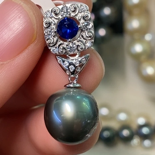 海水珍珠颈饰银S925镶嵌12.2