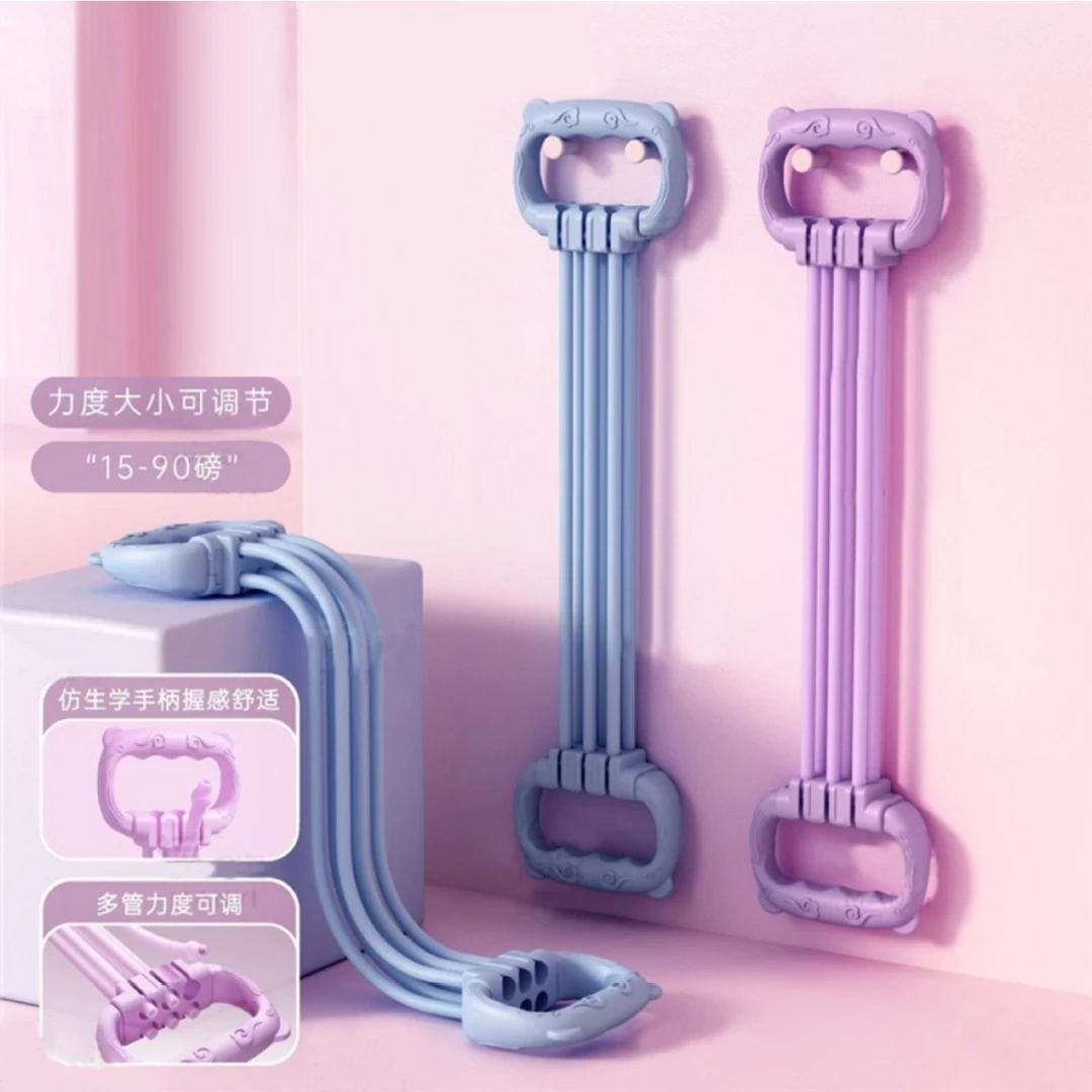 六档可调节磅数可拆卸拉力器女开肩美背六股健身弹力带练背拉力绳