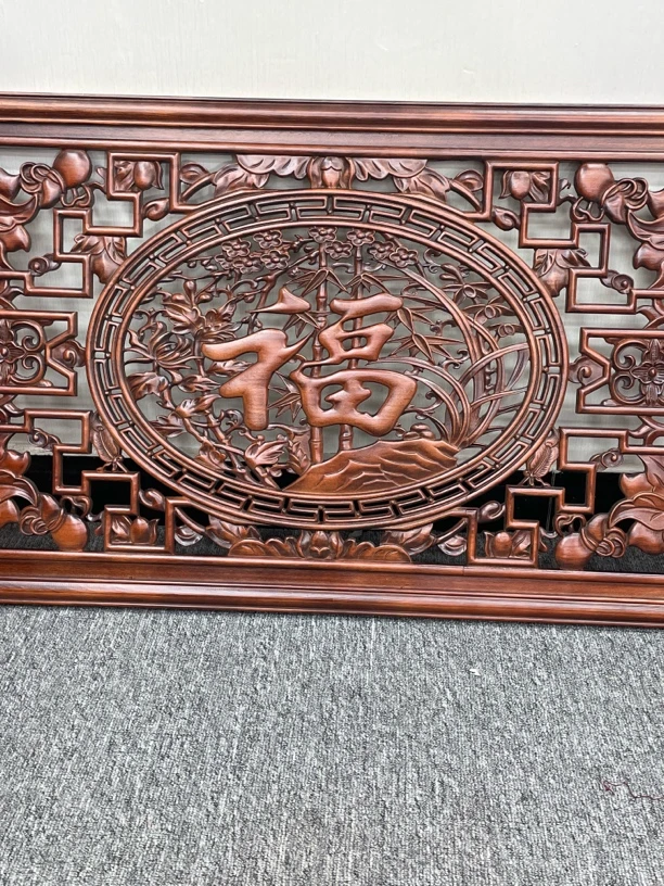 东阳木雕宽100cm*高60cm四季福（横福）香樟木实木雕刻挂件