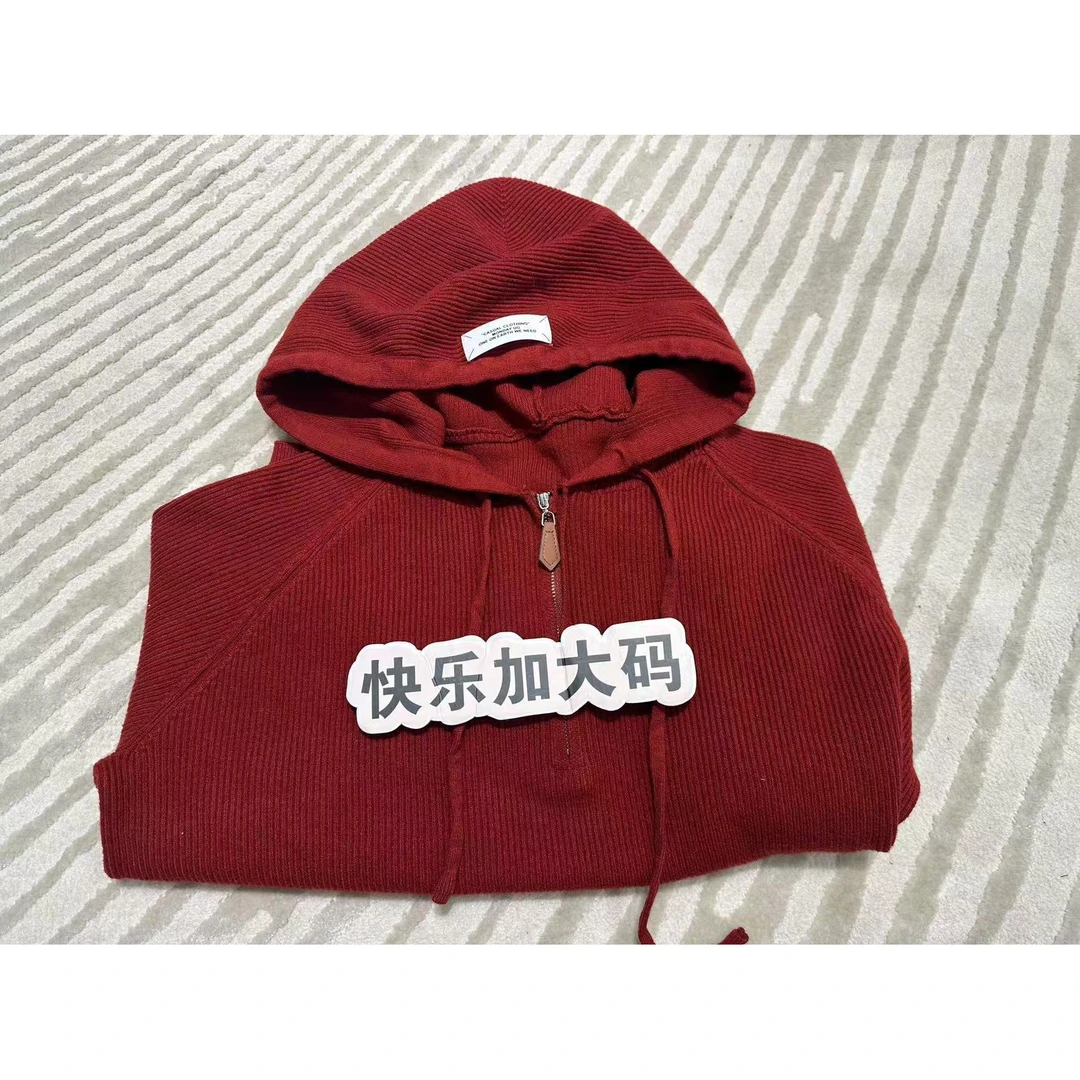 韩版简约半拉链连帽套头毛衣女秋冬新款宽松百搭美拉德色针织衫