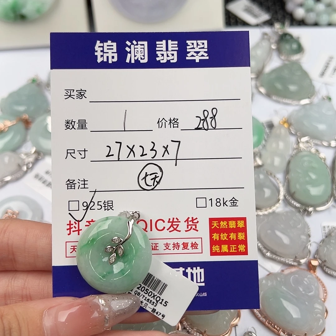 翡翠银S925镶嵌颈饰