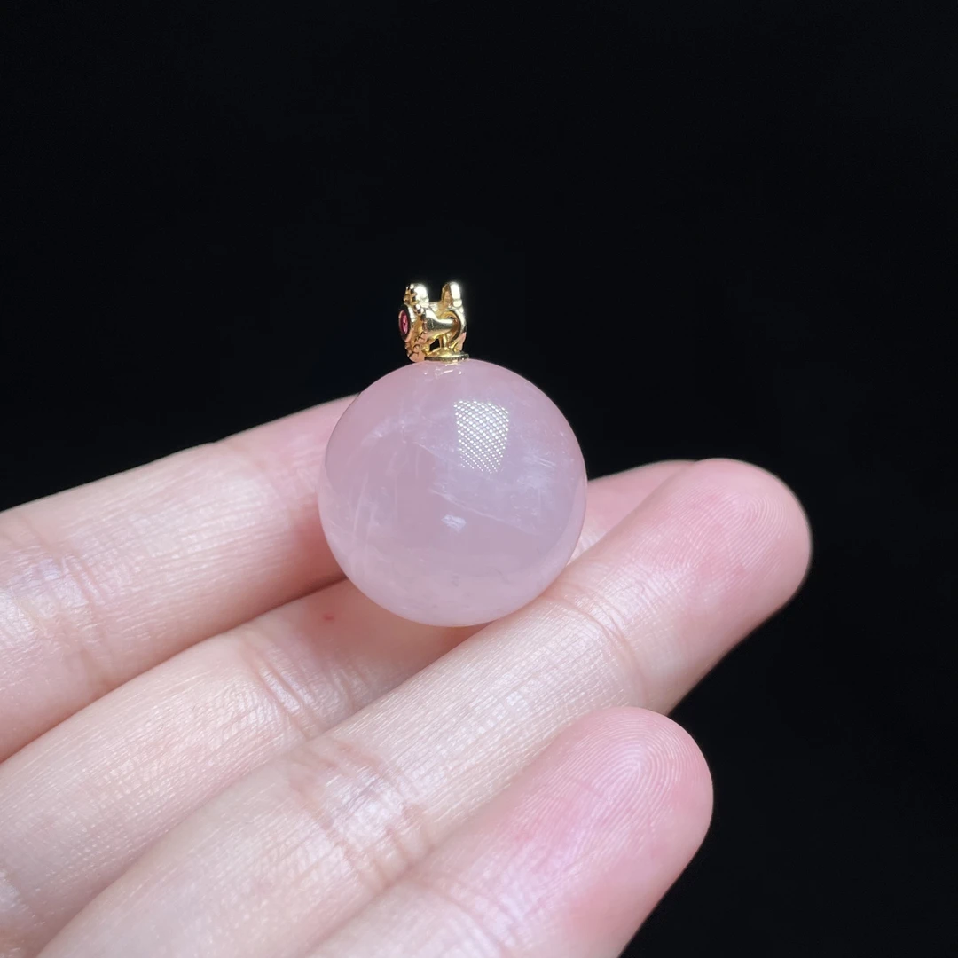 【玉总珠宝】925银粉水晶圆珠吊坠贵气礼物多样性发一CAN2740236