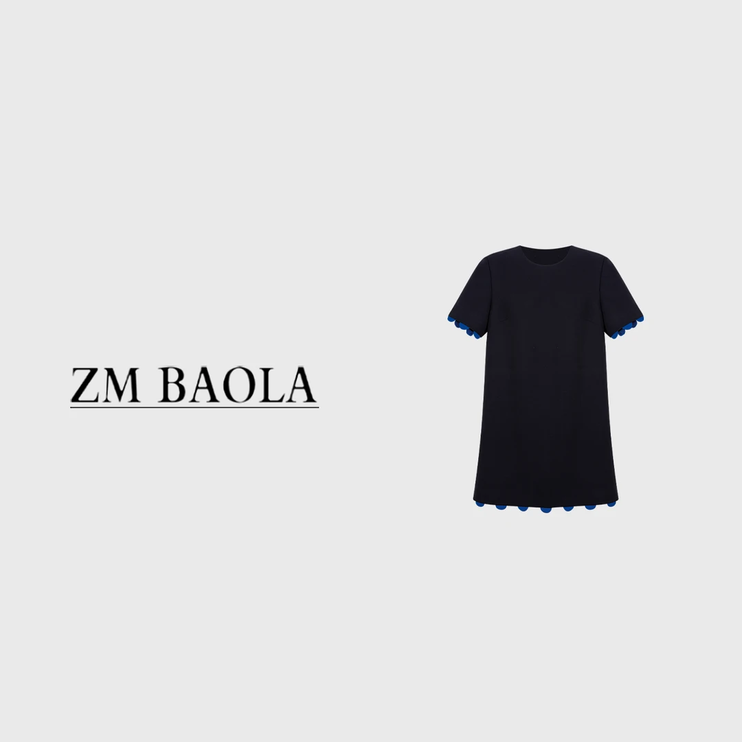 ZM BAOLA【兰黛】时尚蓝色装饰独特连衣裙BS6203-S3