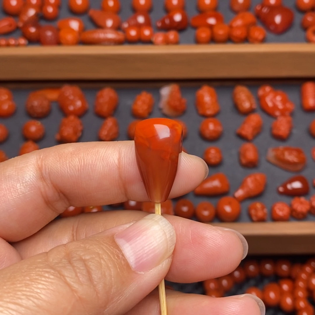 南红玛瑙配饰未镶嵌火焰纹三通卡11.8