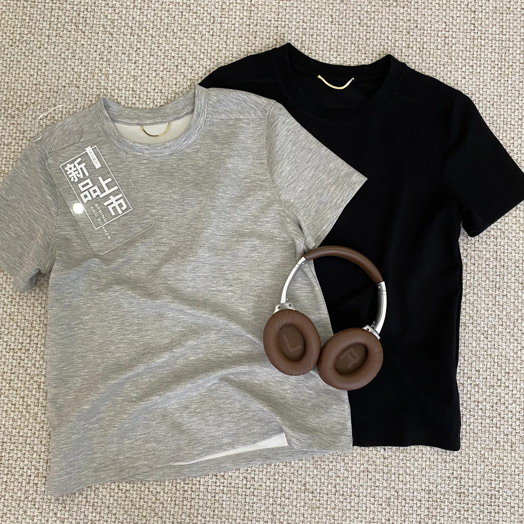 【郁儿严选】822005春季新款简约显瘦纯色圆领短袖T