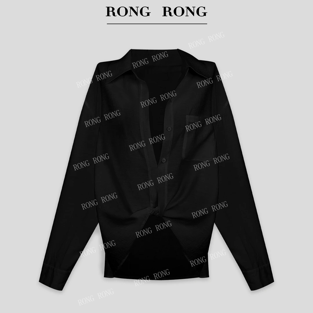 溶溶【温柔腔调】RONGRONG 醋纤深V开襟扭结层次感衬衣ZGC6C1275A