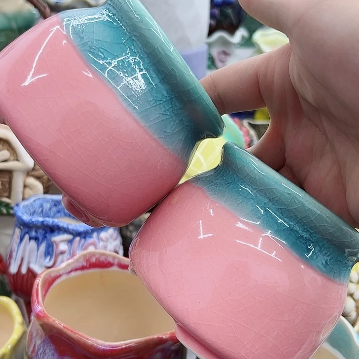 多肉绿植陶瓷花盆9.9包邮，有孔