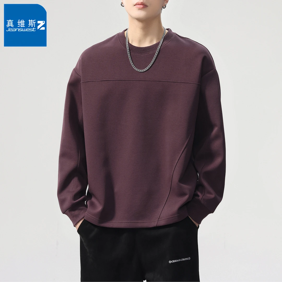 真维斯Z美式潮流卫衣男款春秋款宽松外套爆款2025新款圆领长袖T恤