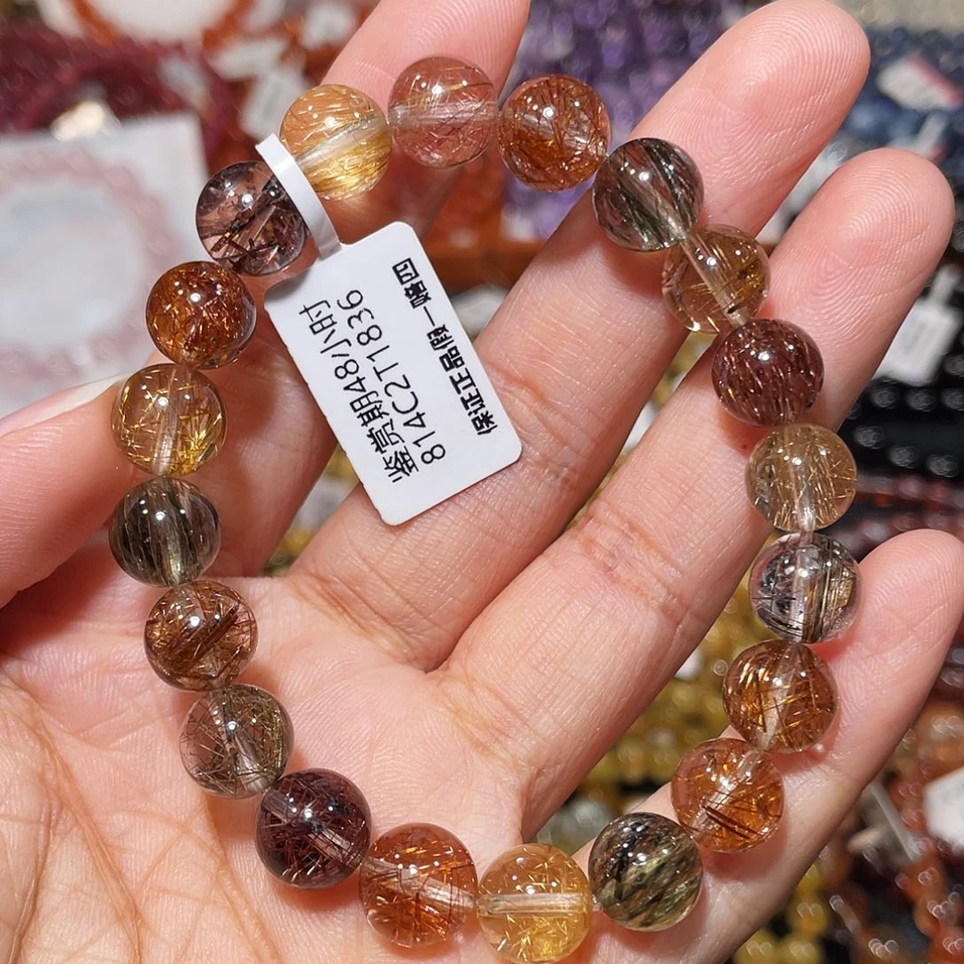 水晶未镶嵌手串发晶多宝9.5m