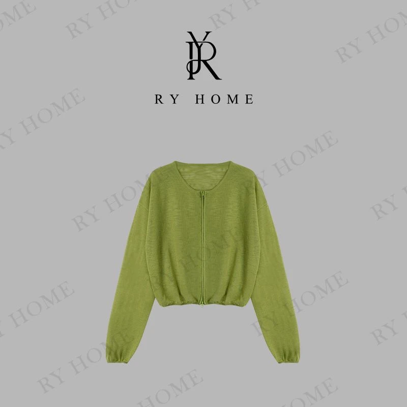 【容雨RYHOME】气质简约防晒圆领拉链开衫252M2945