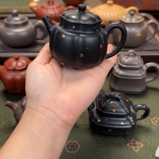 茶壶紫砂繁花焐灰洒金