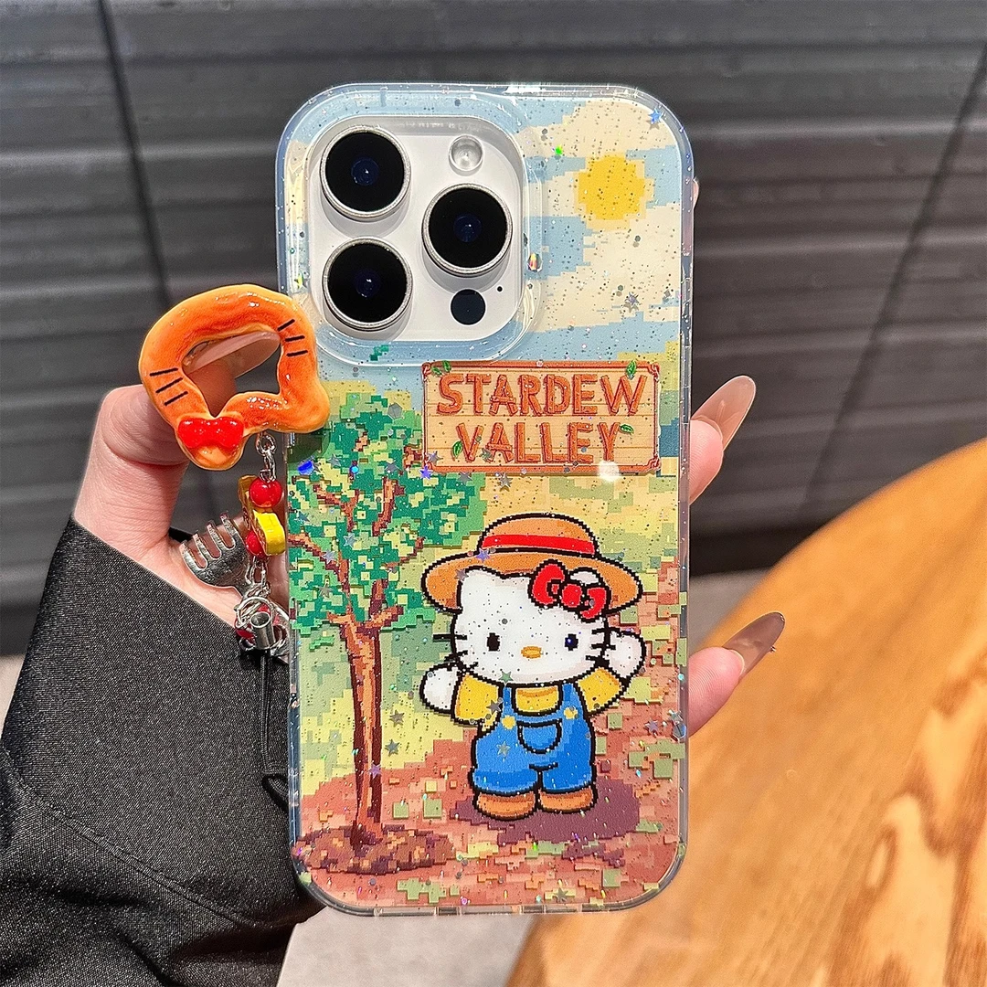 卡通像素kitty猫适用苹果16promax手机壳iphone16pro保护17promax