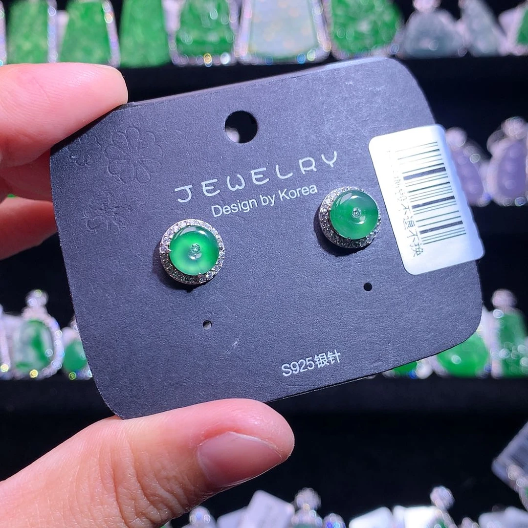 【闪购商品】银S925镶嵌翡翠耳饰