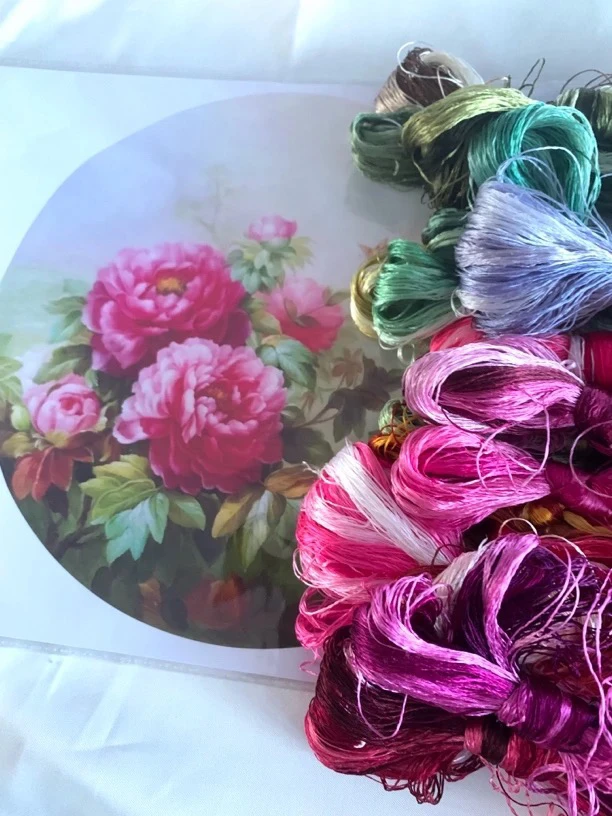 牡丹课程材料包，尺寸6 0 x 6 0 C m，有回放