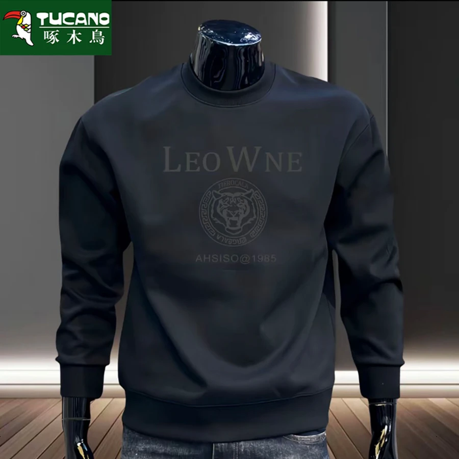 啄木鸟(TUCANO)男士卫衣潮牌宽松套头加绒无帽打底衫男大码秋冬季