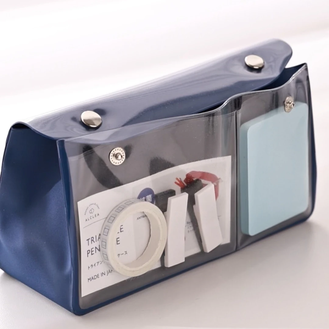 LIHIT LAB.喜利透明笔袋简约大容量考试文具袋文具盒三角化妆包袋