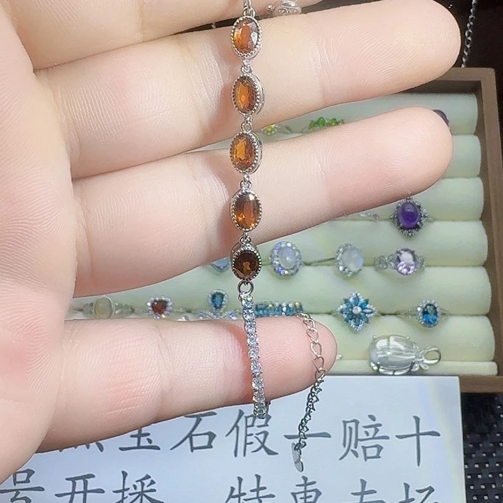 石榴石手链银S925镶嵌