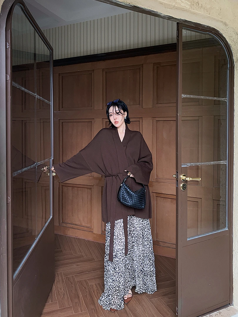 十三粥私服 廓柔主义 绵羊毛桑蚕丝慵懒开衫女秋复古宽松显瘦外套