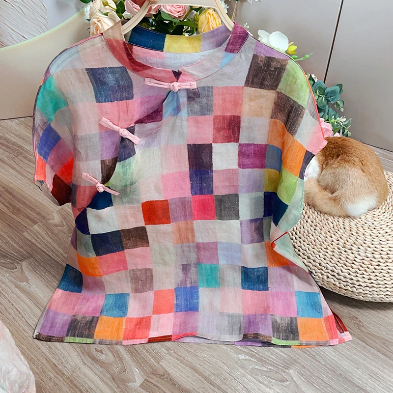 【多巴胺】夏季通勤气质时尚百搭苎麻上衣6665