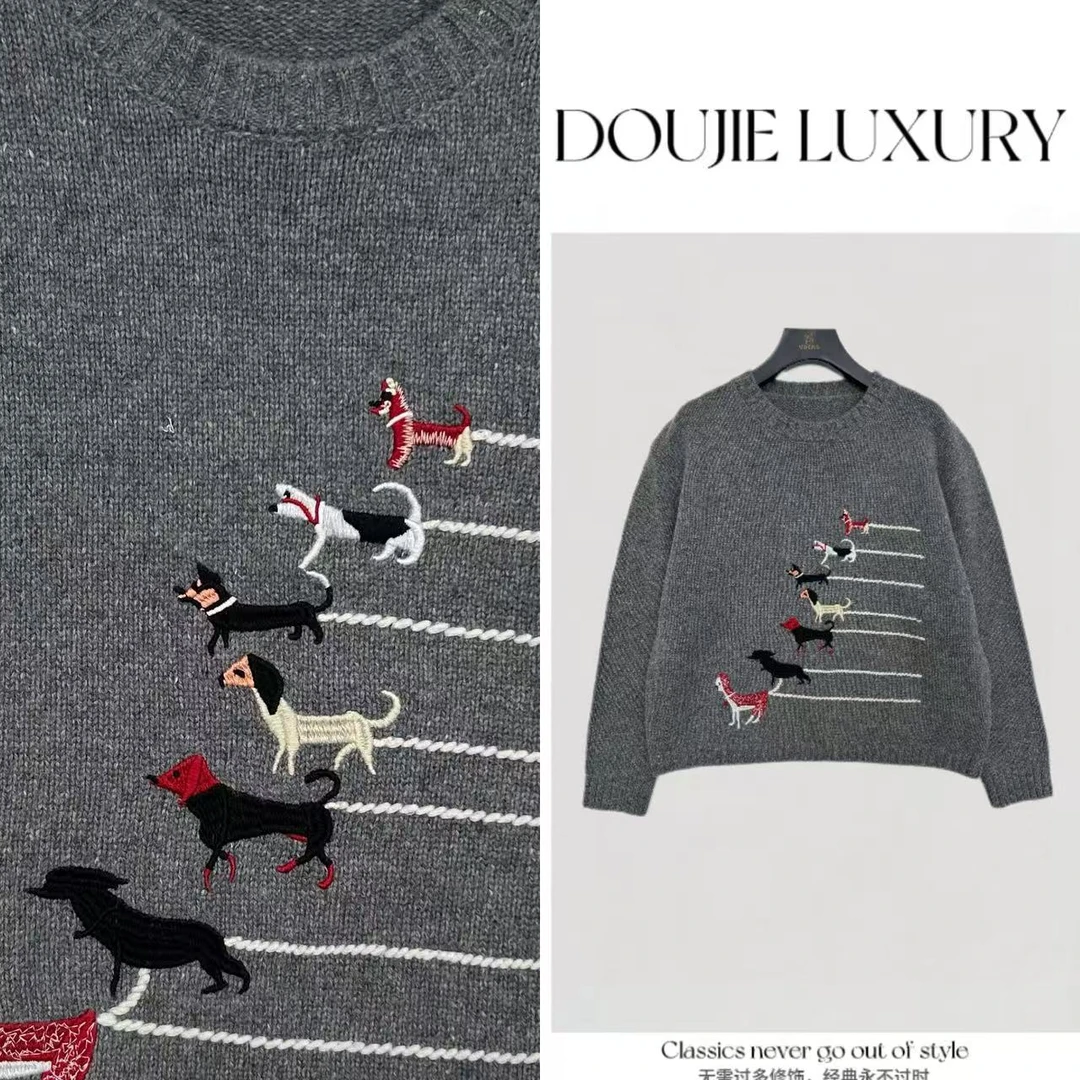【兜兜】狗狗乐园 冬季小刺绣圆领百搭保暖套头毛衣 井284