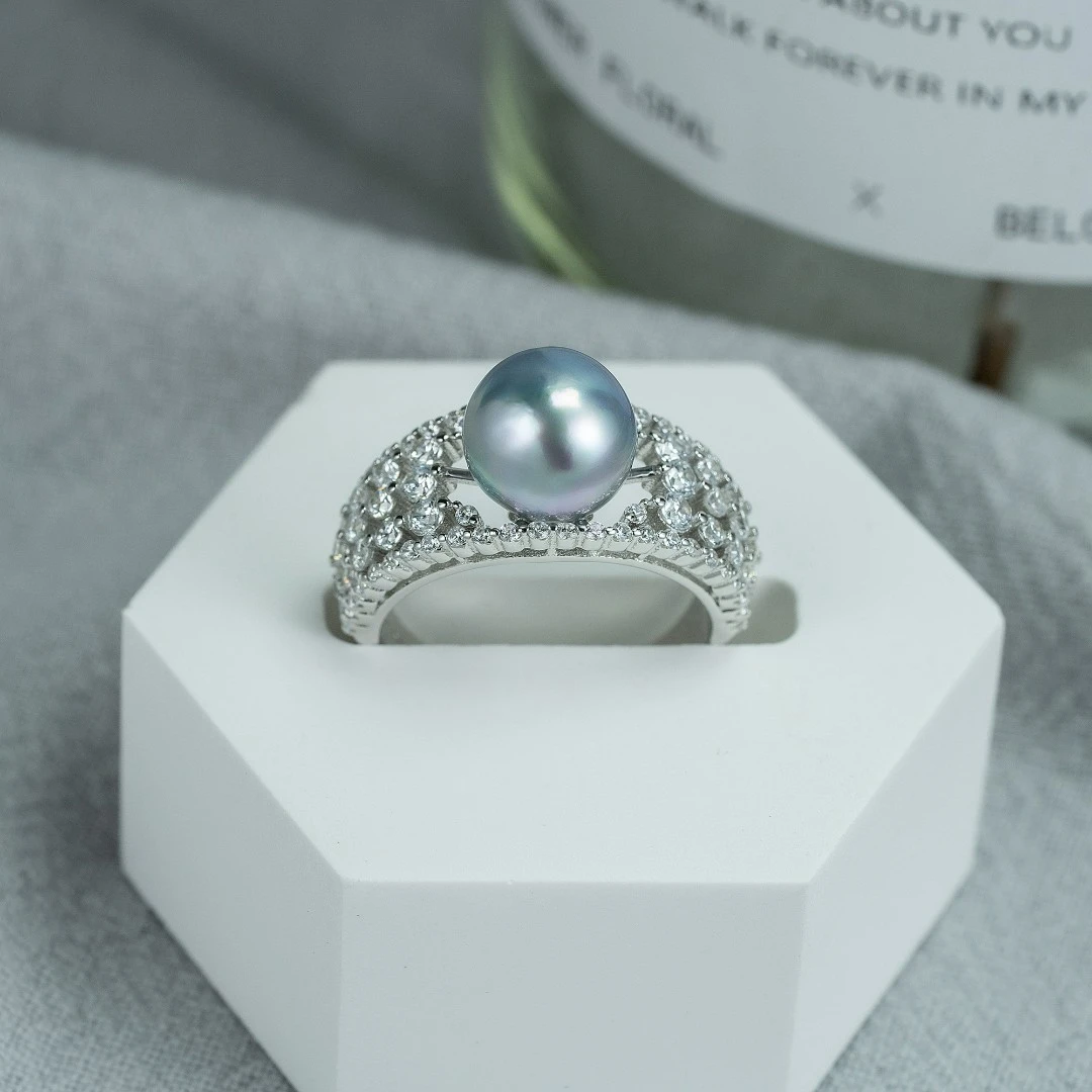 【鸭鸭】尊鼎珍珠-S925银海水真多麻色系戒指+珠径8-8.5mm