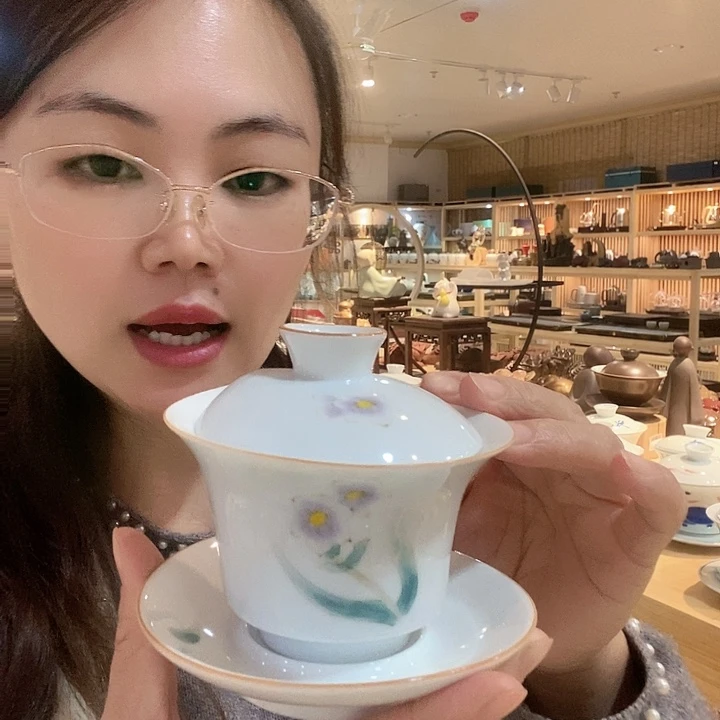 手绘盖碗瓷器茶具