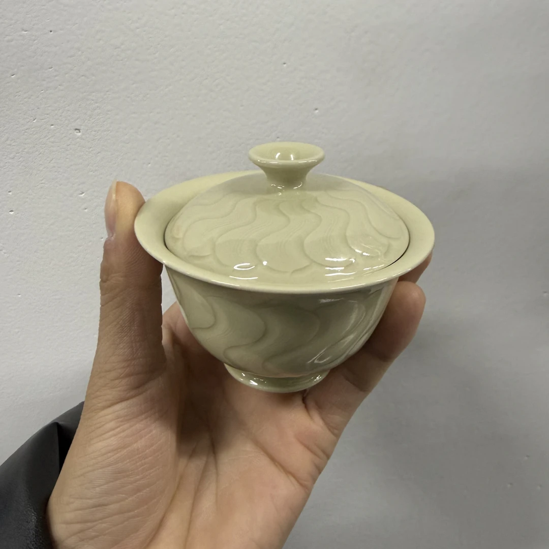 南山云泊  定白景云盖碗