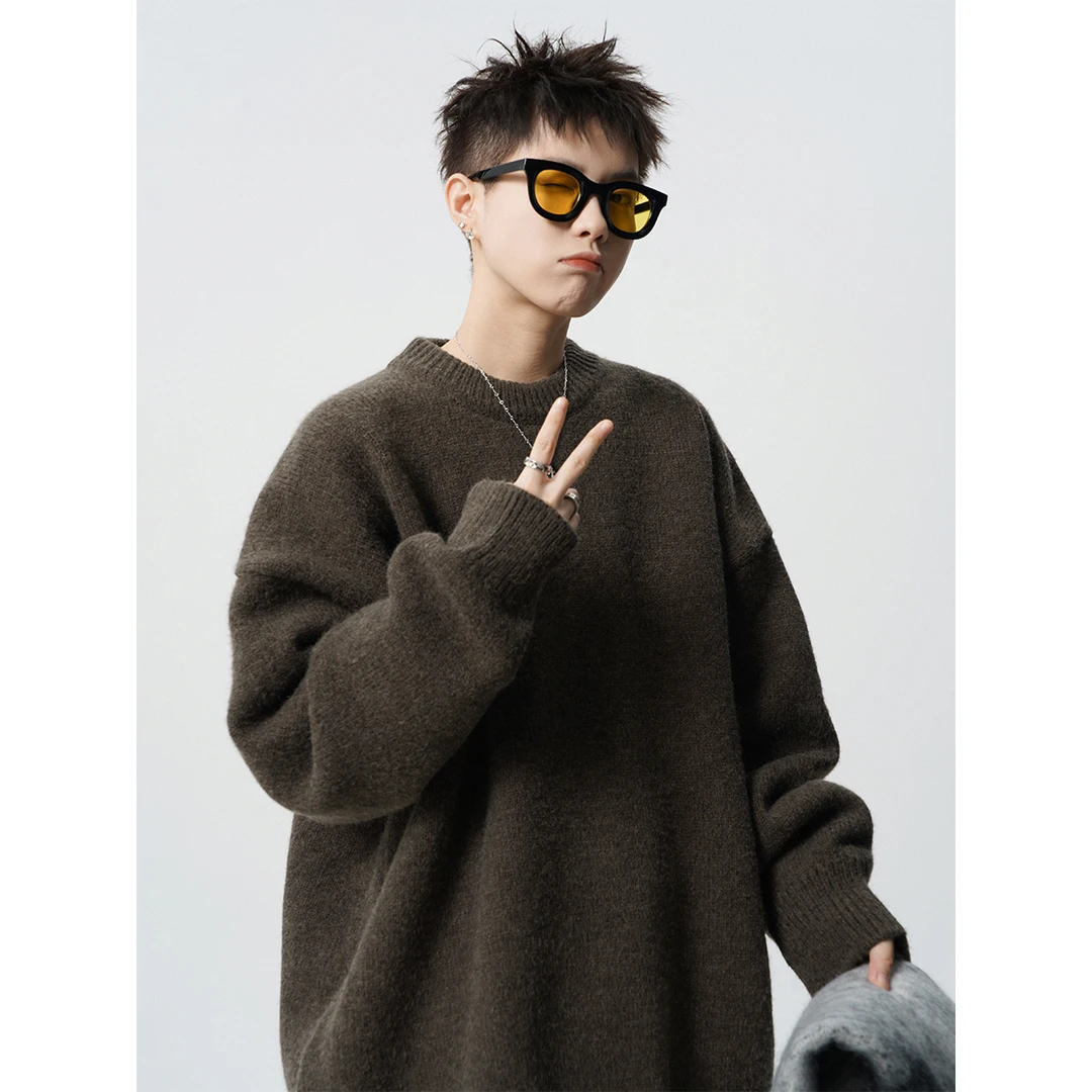 cleanfit重磅正肩毛衣宽松慵懒风打底针织衫男秋冬款情侣百搭上衣