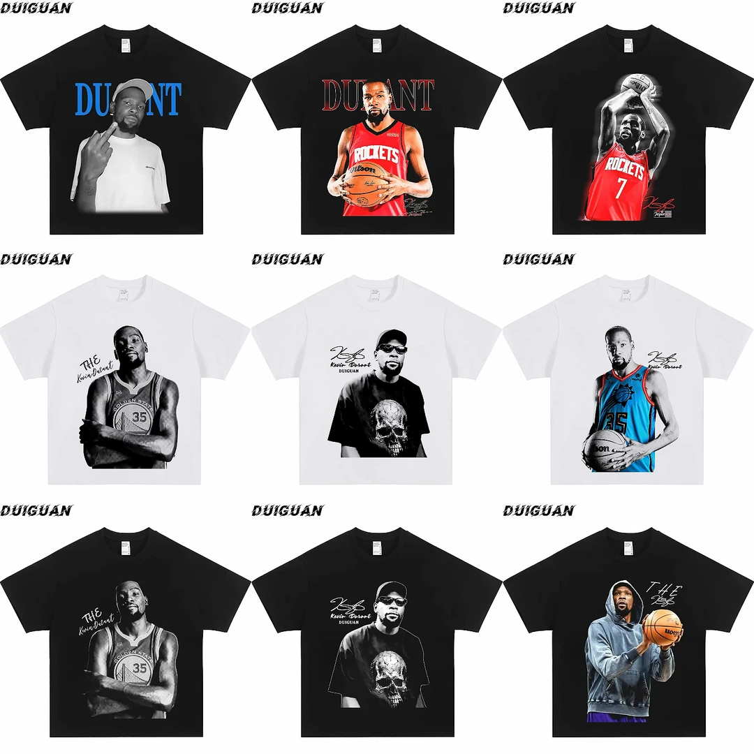 【杜兰特】系列美式潮牌球星重磅纯棉260g直喷印花篮球圆领短袖