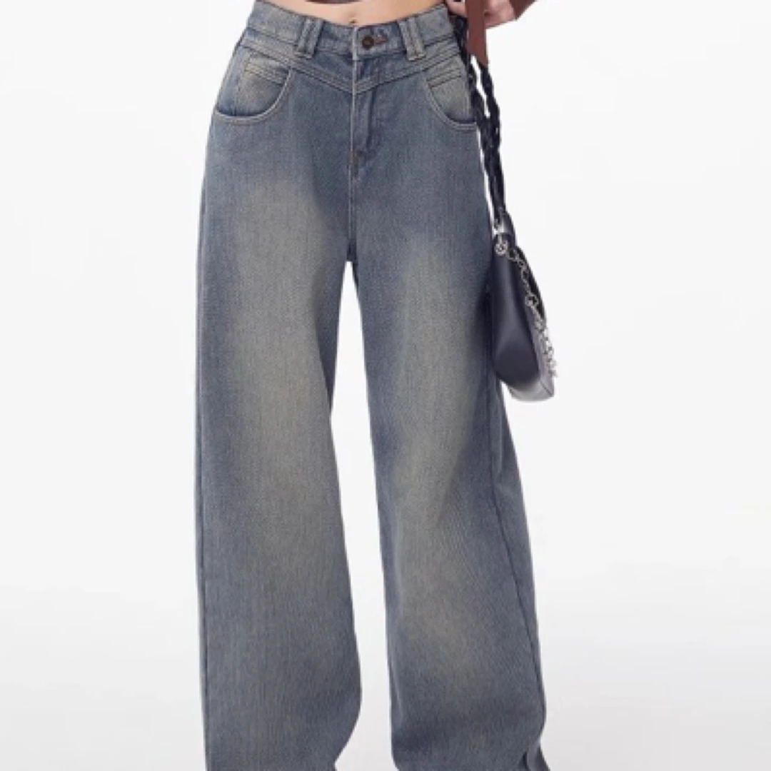 星空纹软牛仔裤新款遮胯显瘦宽松阔腿