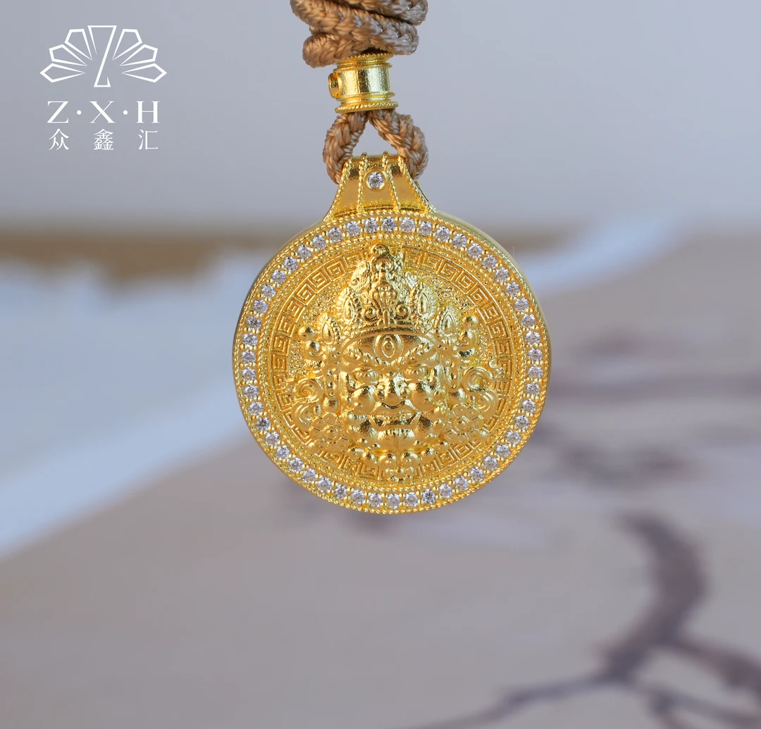 {众鑫汇}足金999  莫桑点钻黄财财吊坠