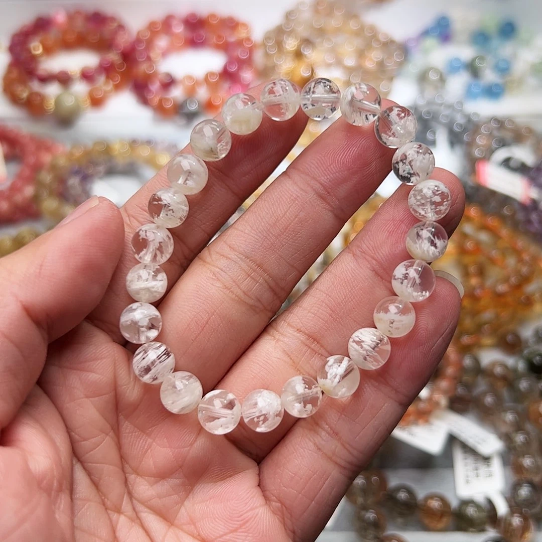 水晶手链未镶嵌白雪花幽灵手链8mm