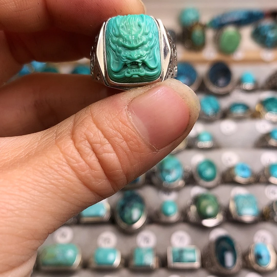 绿松石挂件银S925镶嵌浅**白