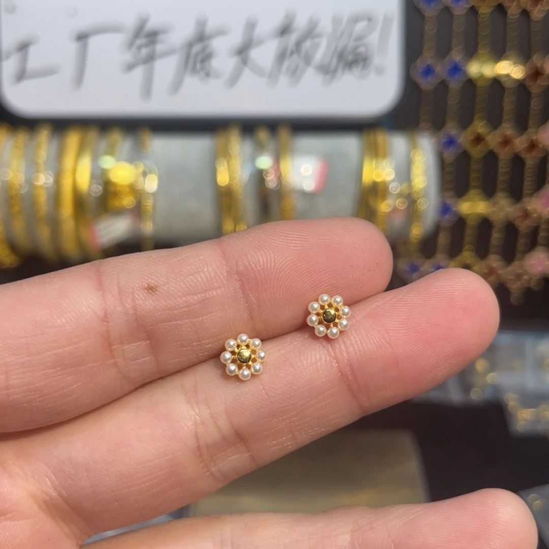 足银珍珠直针耳钉