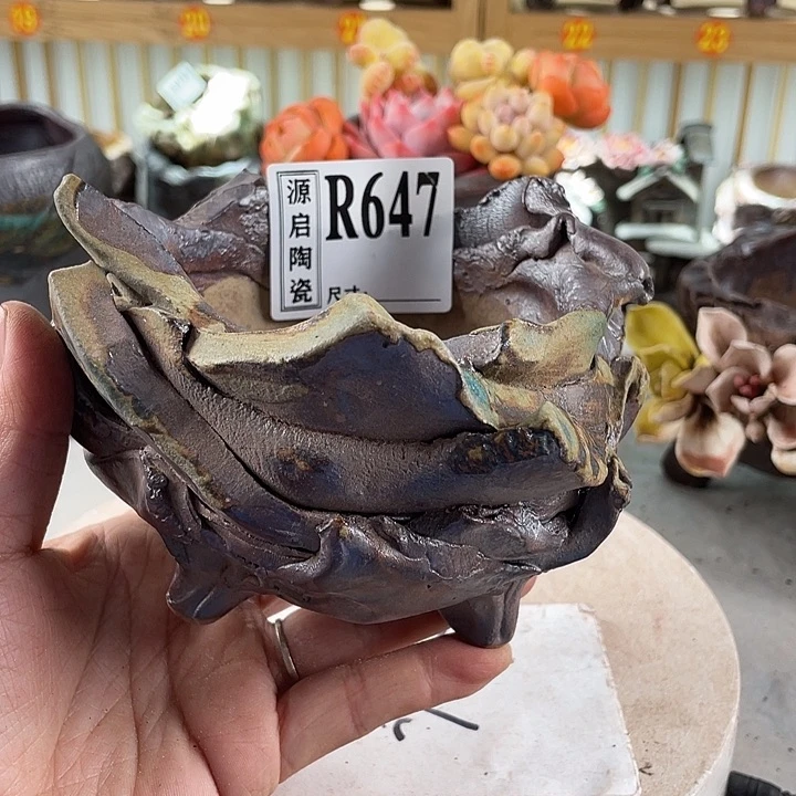 紫砂花盆景德镇花盆647