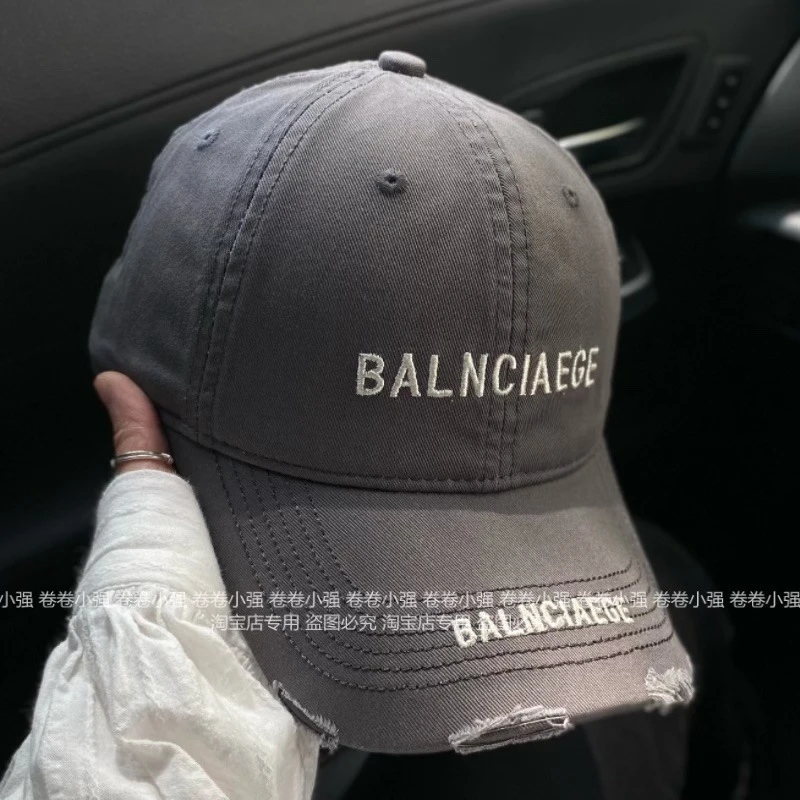 春夏新款显脸小破洞棒球帽子男女休闲百搭重工字母刺绣鸭舌帽潮牌