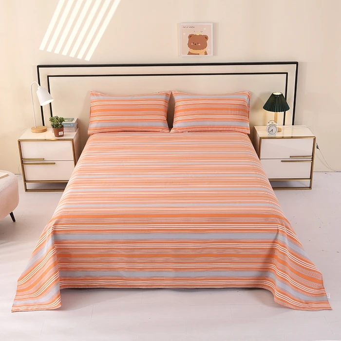 【直播专享】老粗布三件套亲肤加厚条纹双人床简约家纺斜纹炕单