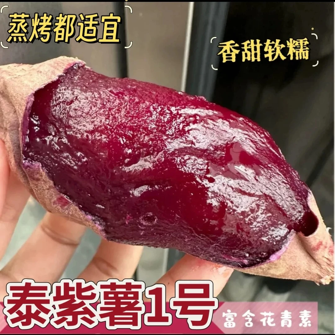 高山黑美人糖心紫薯沙地紫薯番薯红薯新鲜甜糯无丝健康地瓜山芋