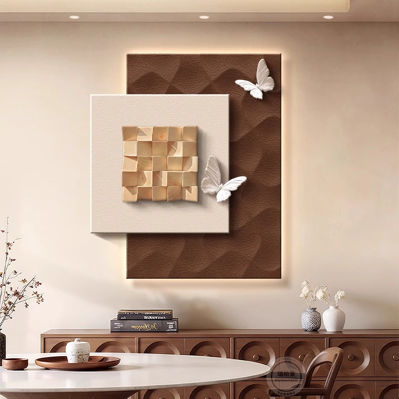 2025新款客厅装饰画餐厅立体沙发背景墙挂画玄关实木卧室床头壁画